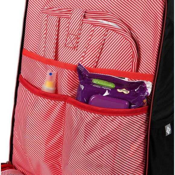 Columbia Diablo Creek Backpack Diaper Bag Thermal Change Mat Black Red Pockets - Picture 6 of 16